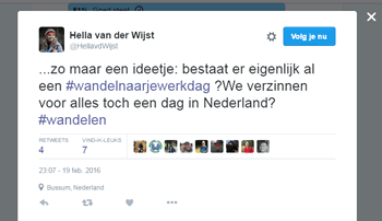 De tweet van Hella van der Wijst