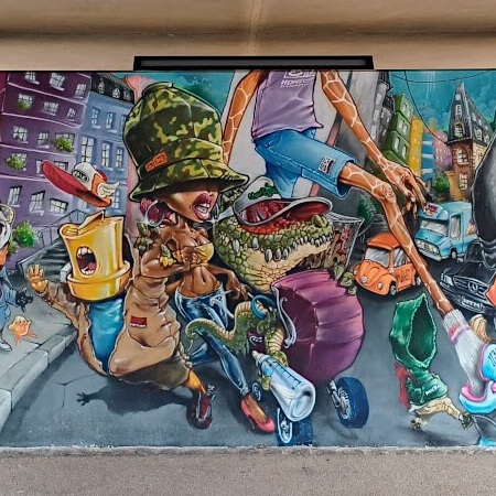 EttelBrooklyn - Deze kleurrijke muurschildering is gemaakt door de Franse straatkunstenaar Nilko - 2021 - Open-Art Gallery EttelBrooklyn - Deze kleurrijke muurschildering is gemaakt door de Franse straatkunstenaar Nilko - 2021 - Open-Art Gallery