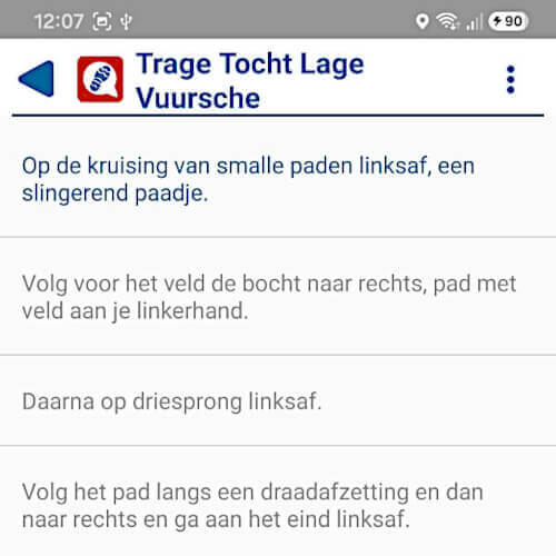 De routebeschrijving in WandelZapp